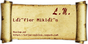 Löfler Miklós névjegykártya